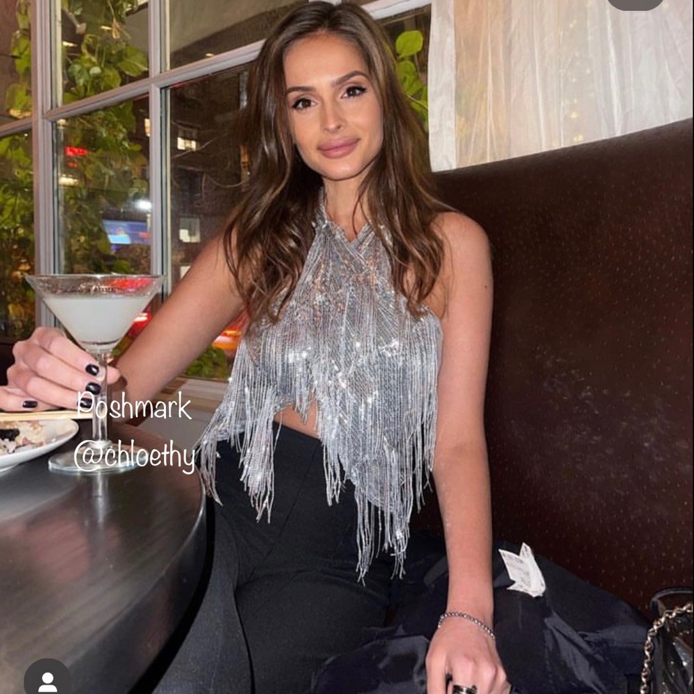 Zara SEQUIN WRAP HALTER TOP